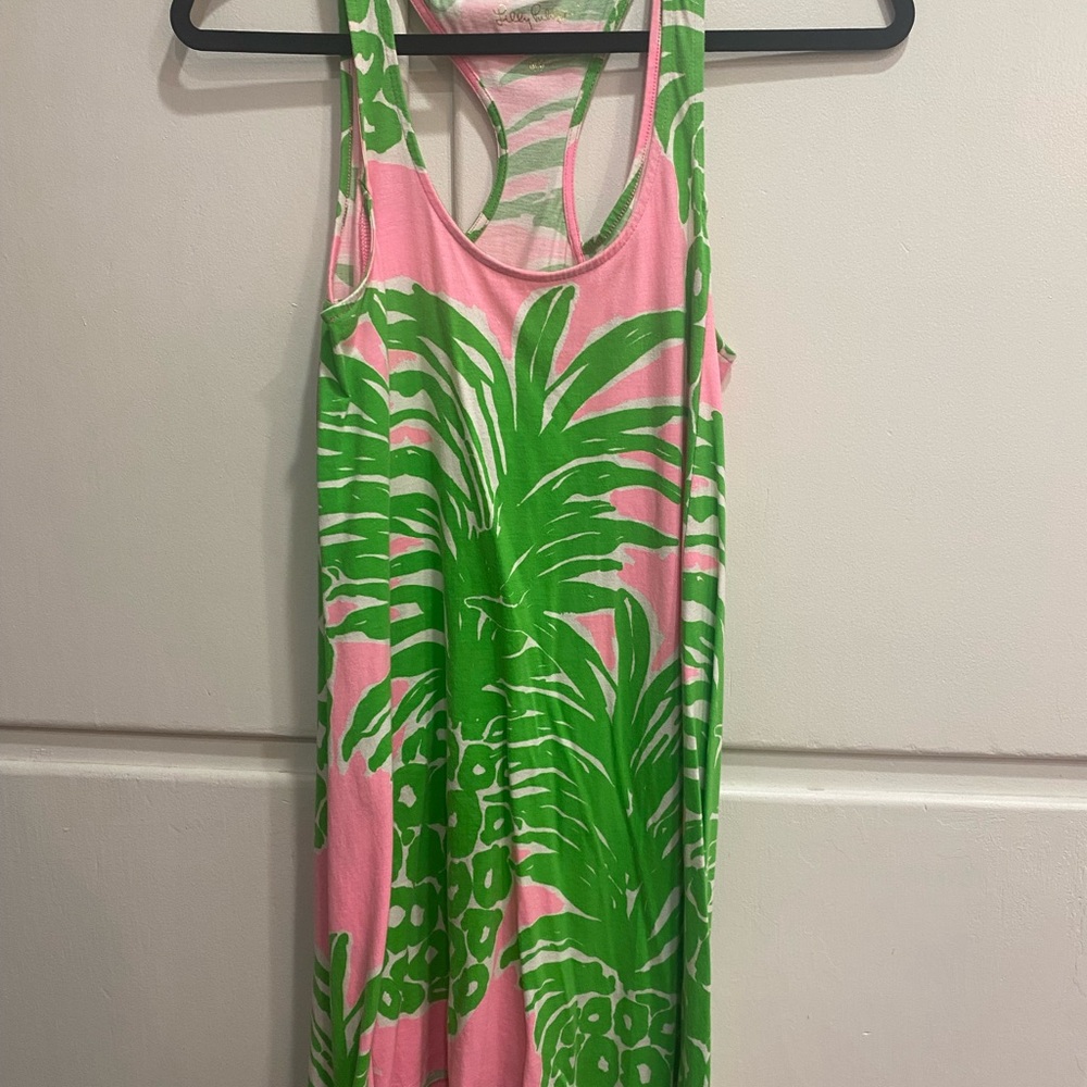 Lilly Pulitzer Pink and Green Palm Dress